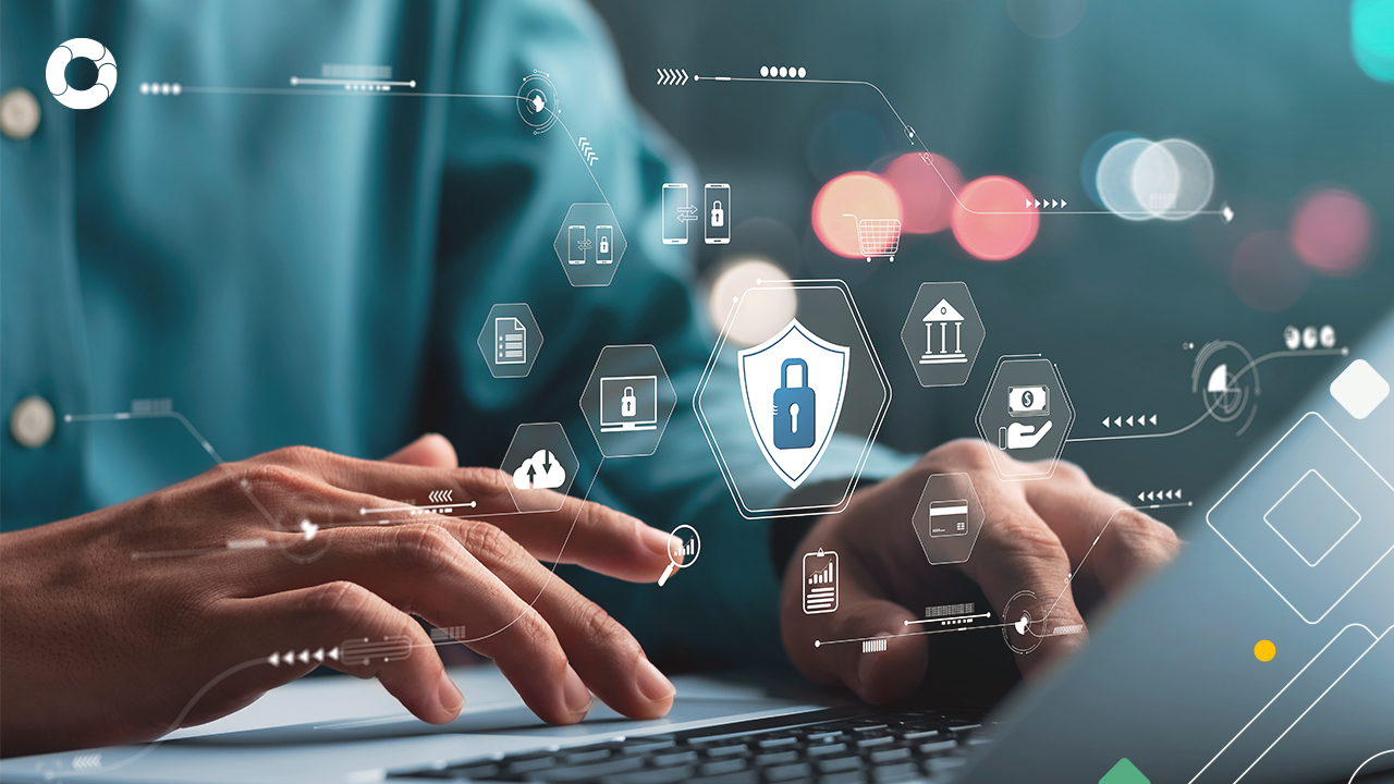 Infraestructura tecnológica de un edificio inteligente mostrando servidores con luces azules