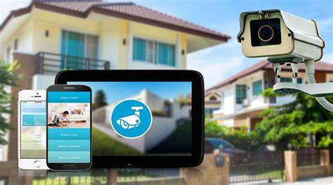 Infraestructura tecnológica de un edificio inteligente mostrando servidores con luces azules